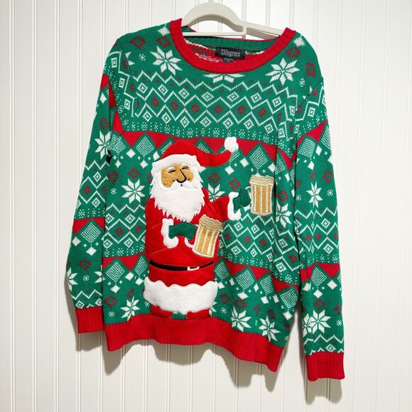33 Degrees Other - 33 Degrees Santa Beer Stein Christmas Sweater Cotton Ugly Christmas Sweater S